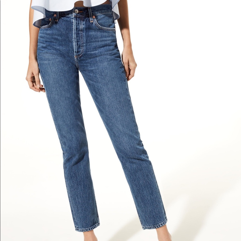 AGOLDE Riley Straight Crop High-Waisted Jeans